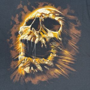 VTG Y2K XL Skull Grunge T-Shirt Mens Black Big Print Tee EUC